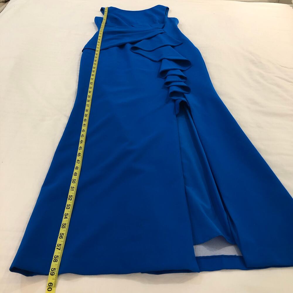Eliza J Ruffle Front Cobalt Blue Gown - Picture 10 of 13